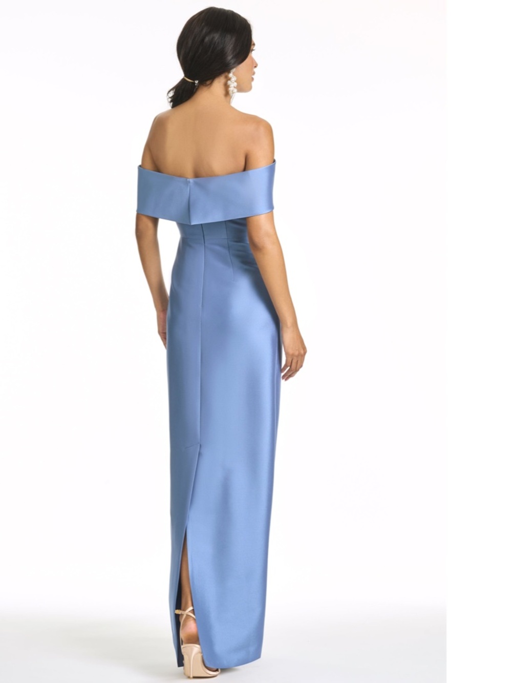 NEW SACHIN BABI Twilight Blue MICHELLE Off the Shoulder BOW Mikado GOWN 8 - Picture 10 of 13